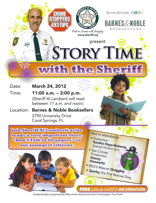 Story Time with the Sheriff at Barnes & Noble March 24th