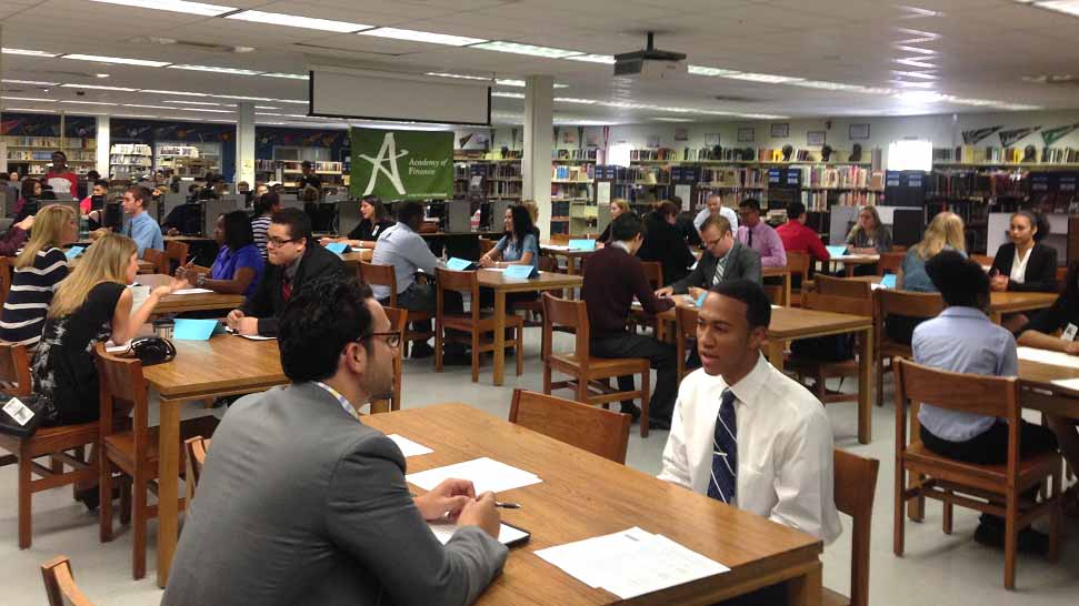 Photo of the JP Taravella Academy of Finance Mock Interview Day