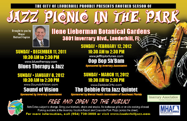Jazz Picnic in the Park - Every 2nd Sunday from December to March 1