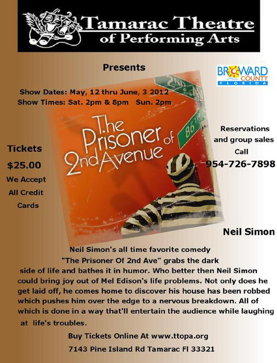 Tamarac Theatre of Performing Arts Presents "The Prisoner of 2nd Avenue" 1