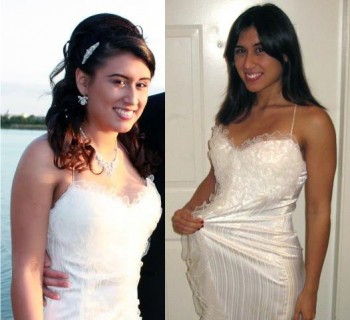 Alma on her wedding day in 2010 and after she lost weight in 2011.