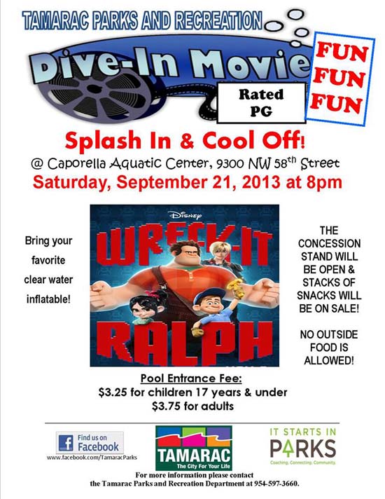 Dive-In Movie at the Aquatic Center September 21