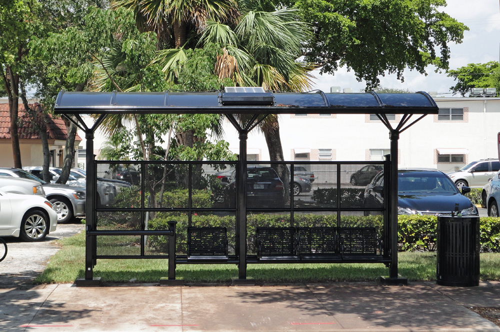 This is an example of what our shelter will look like however, ours will be in "Stone" Color. This is called the Kaleidoscope Transit Passenger Shelter. Thanks to the Commissioner Marty Kiar for contacting Broward County Transportation Department to send us this photo. 