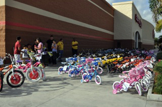 Over 200 bicycles were given away through the foundation on Saturday. 