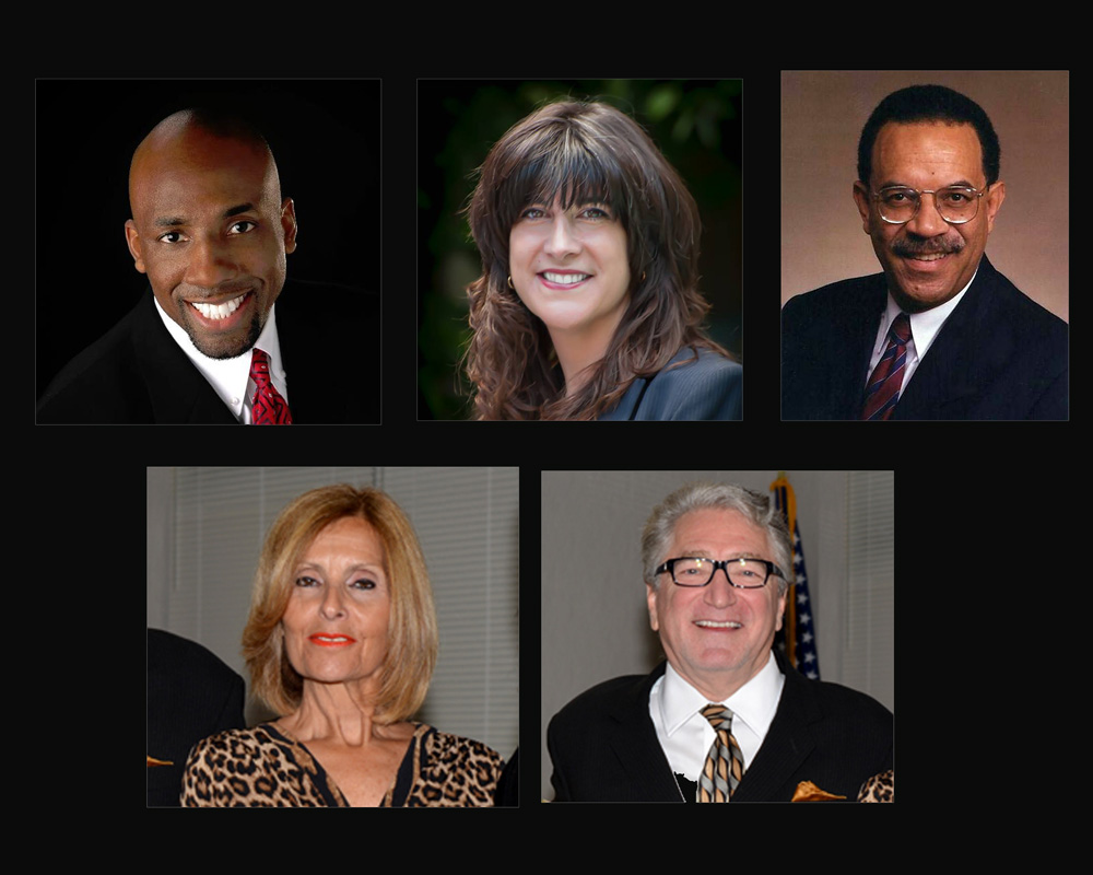 Candidates from top left to right: Mike Gelin, Michelle Gomez, Stewart Webster Bottom: Debra Placko, Harry Dressler