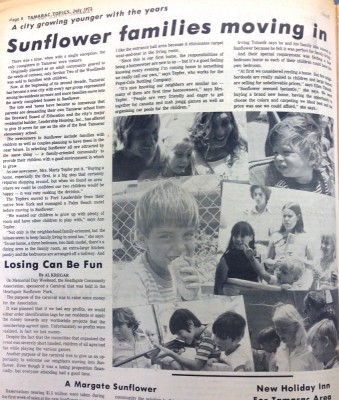 An article from Tamarac Topics newspaper in 1972 talks about the Sunflower Community.  Click to make larger.