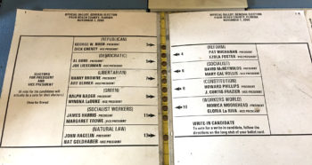 Infamous "Butterfly Ballot" from Palm Beach County that ultimately cost Al Gore the 2000 election.  From the desk of Broward Democratic Chair Mitch Ceasar.