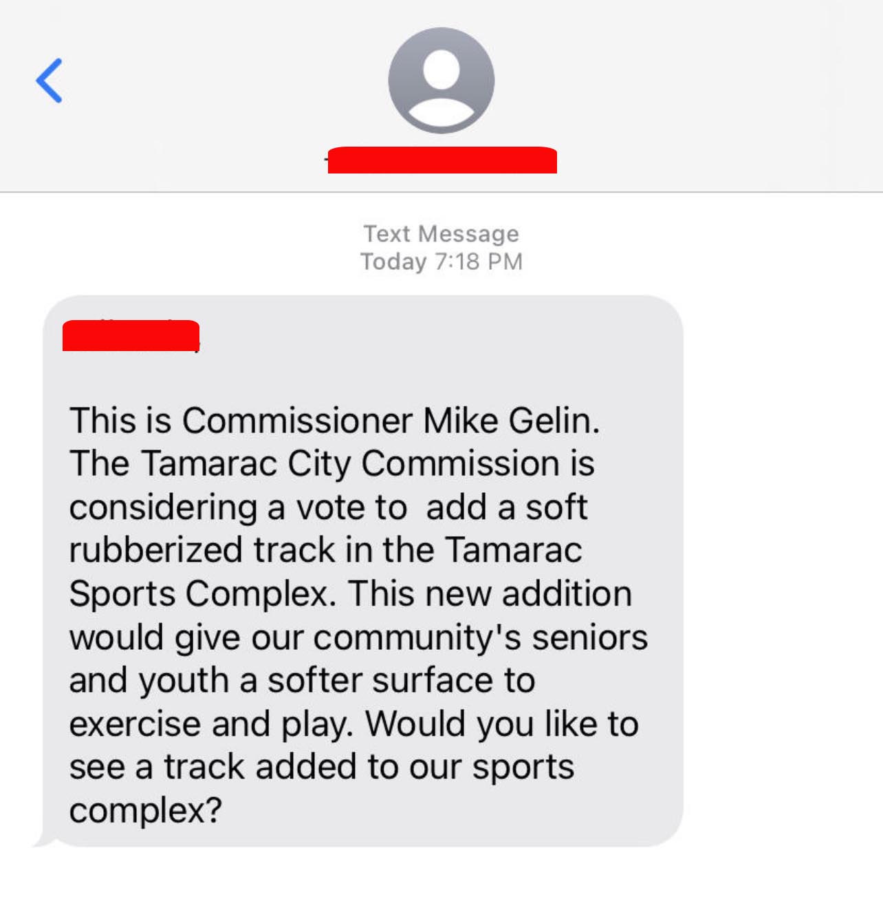 commissioner track gelin message 