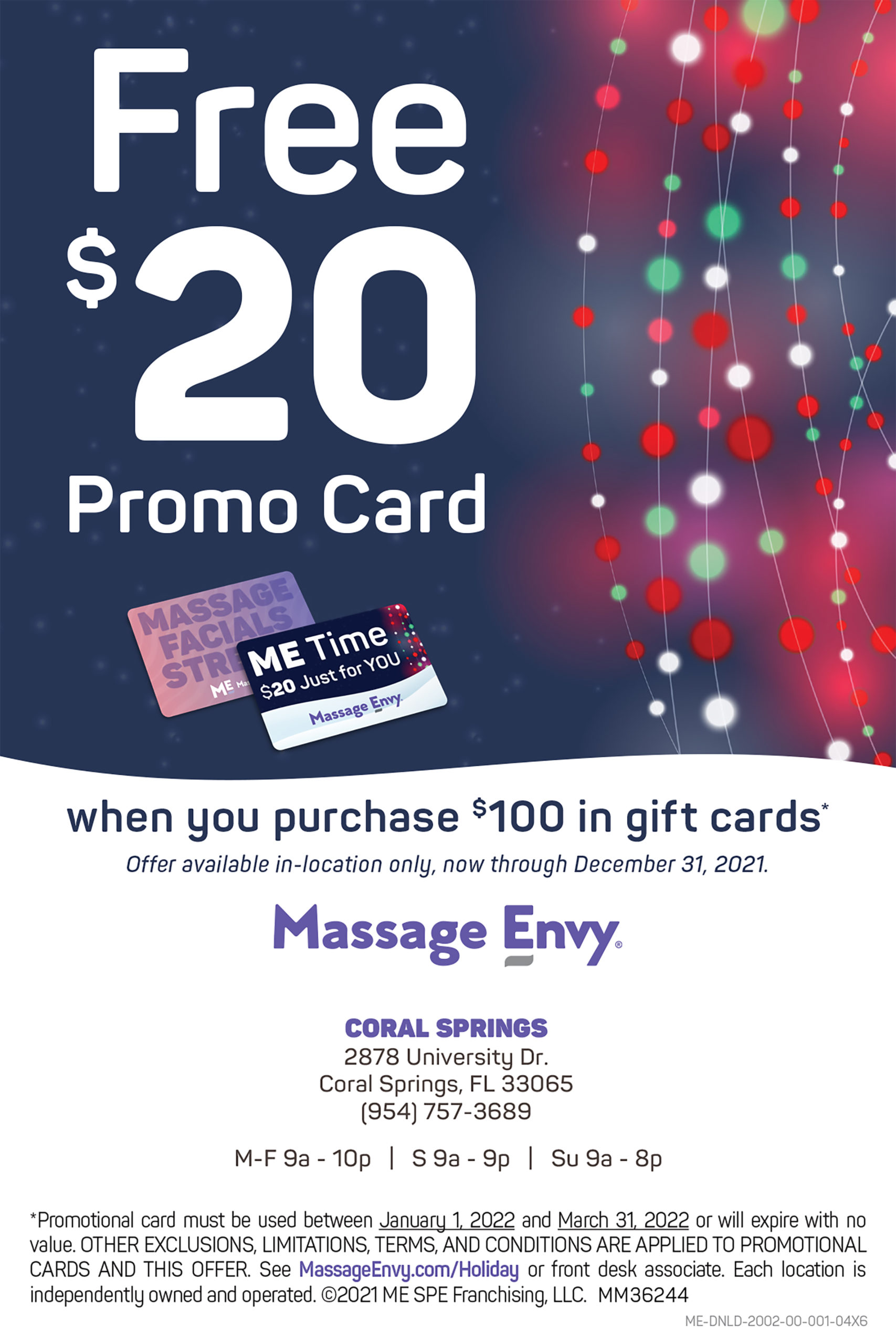 2021 coral springs gift card promo 20 100