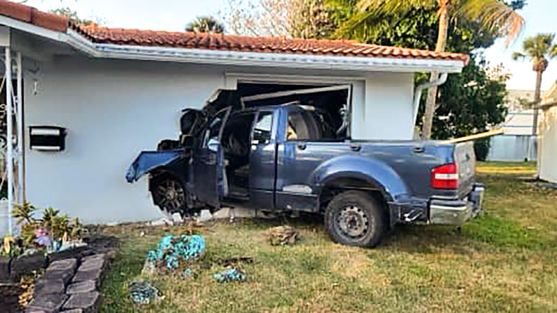 Pickup Truck Crashes Through Wall of Tamarac Home