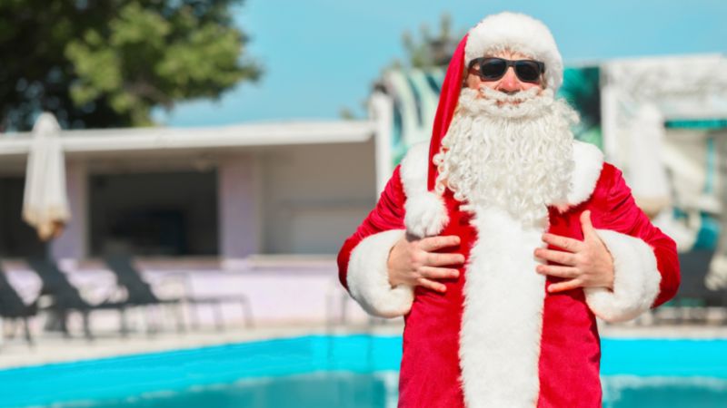 Santa Throws a Christmas-Themed Pool Party in Tamarac