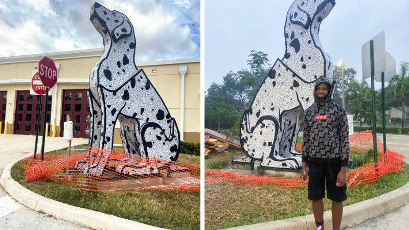 Tamarac's $38,000 Dalmatian Sculpture Finally Takes Its Spot
